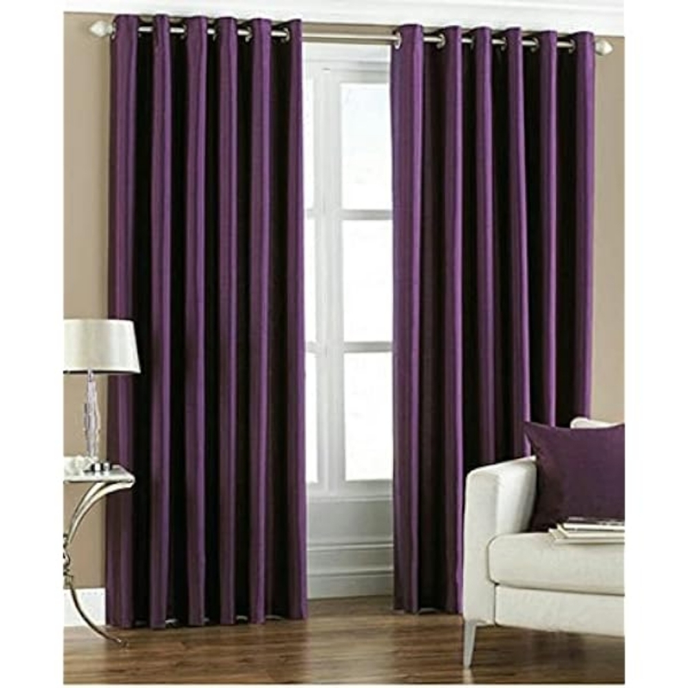 ESTEX DINA 4 curtains & 2 tulle panels purple/silver poly Bronze eyelets rings